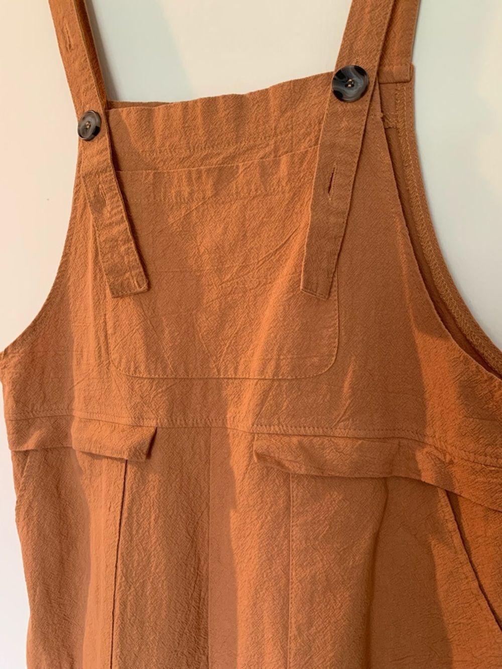 Women’s Orange Jumpsuit Overalls Size Small EUC Cotton Linen Blend Adjustable - Picture 3 of 10